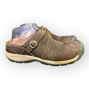 Keen Womens size 12 Presidio II Mules Slip On Shoes Brown Leather Comfort